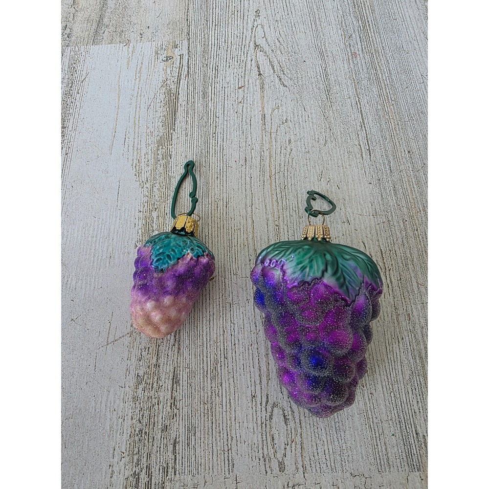 Vintage Christborn grapefruit glass ornament glitter set Xmas tree‎